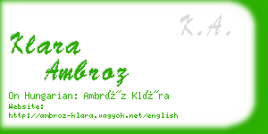 klara ambroz business card